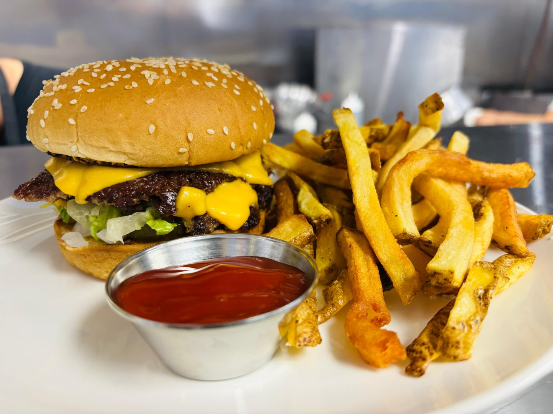 Double cheeseburger with hand-cut fries